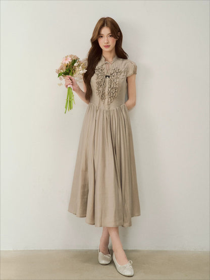 Acetate Ruffle Midi Dress