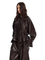 Stand Collar Cropped Leather Jacket