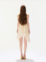 Golden Chiffon Halter Dress