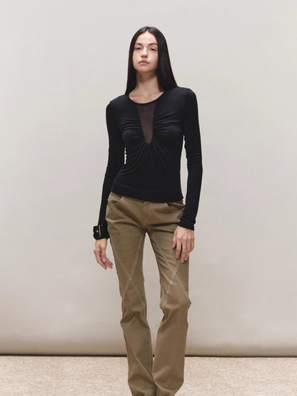 Vintage-Wash Slim Khaki Pants