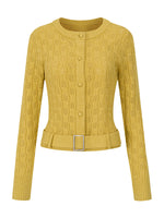 Belted Hollow Out Knit Sweater