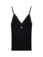 Lace Trim Wool Knit Vest