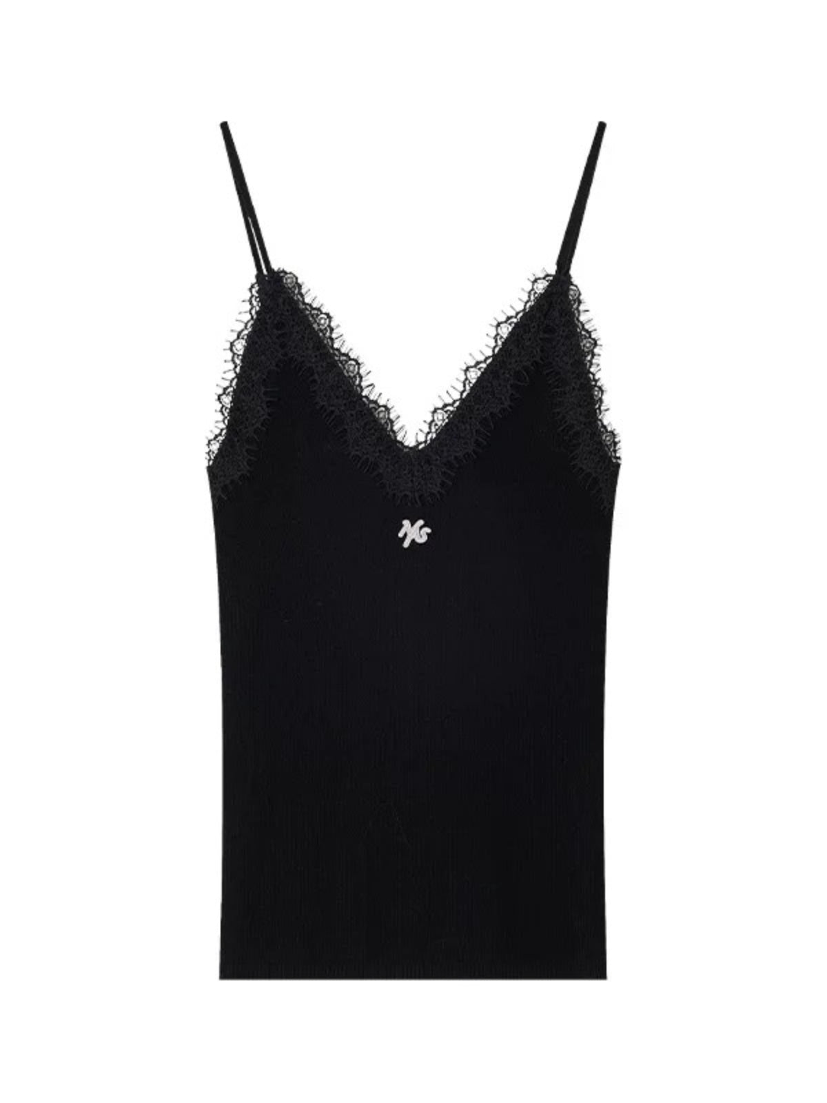 Lace Trim Wool Knit Vest