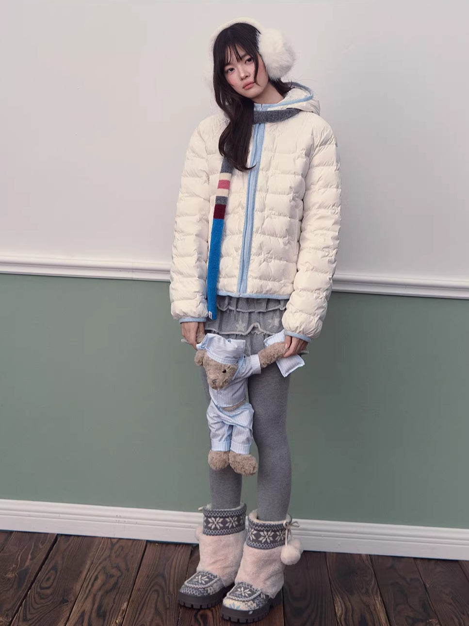 Star Quilted Hooded Down Jacket