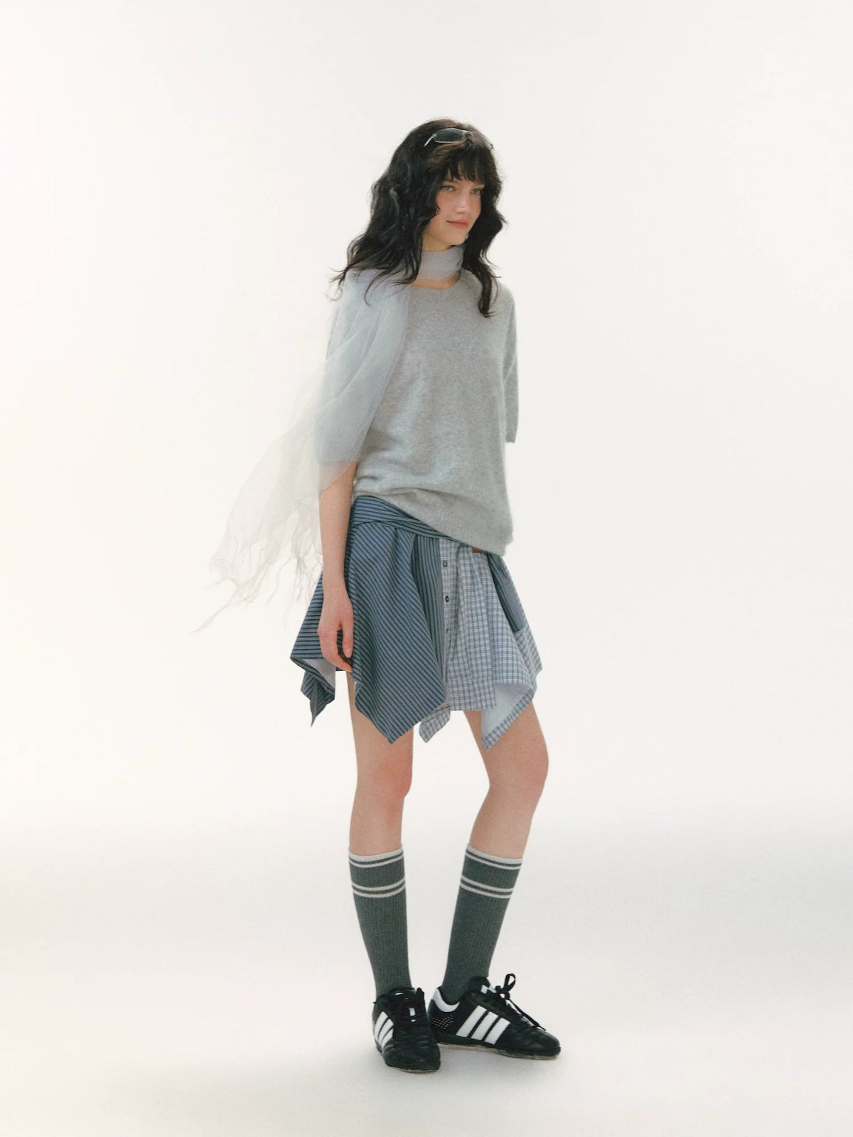 Vintage Plaid Asymmetric Skirt