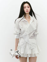 Waist-Cinched Layered Sunshade Short Shirt