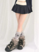 Contrast Waist Pleated Mini Skirt