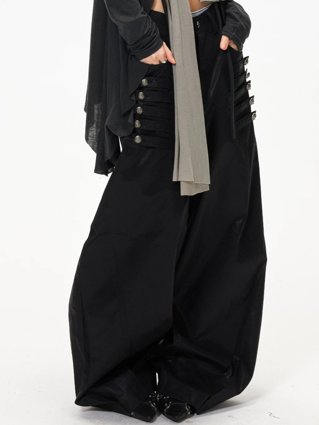 Button Wide Leg Pants
