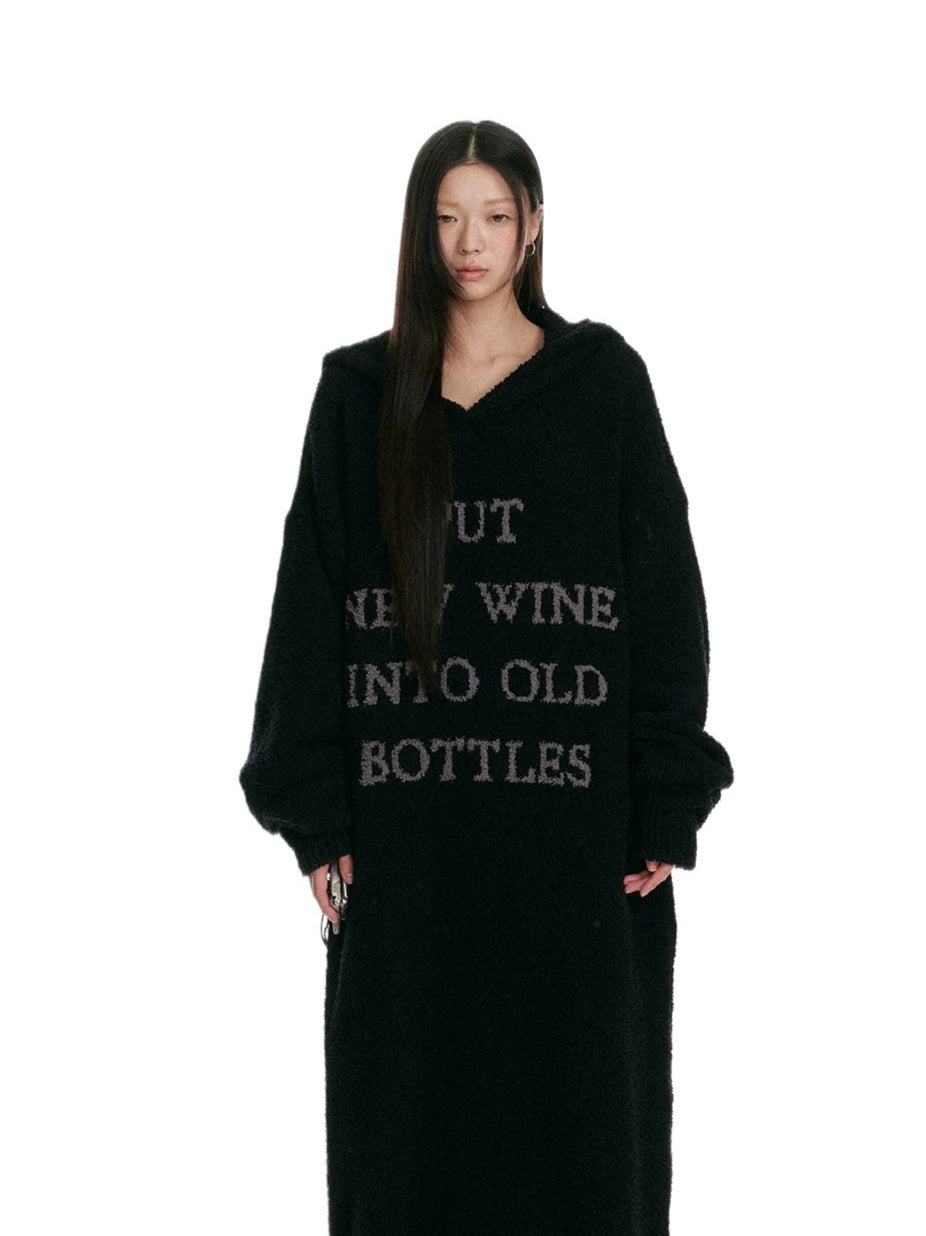 Korean Hooded Velvet Knit Dress