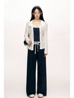 Ruffle Waist Straight Leg Sweatpants