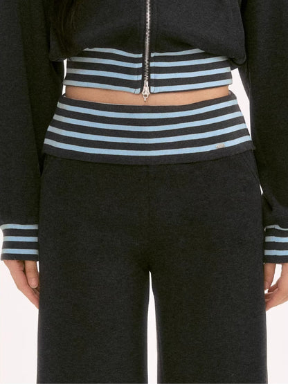 Gray Contrast Stripe Sweatpants