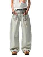 Light Blue Denim Wide-Leg Machete Pants