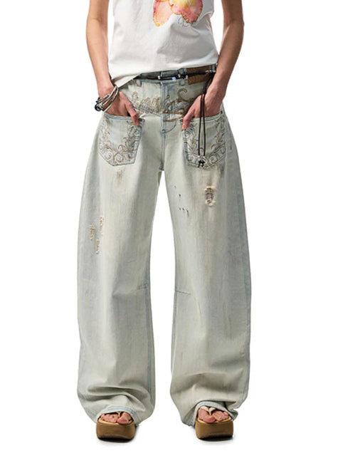 Light Blue Denim Wide-Leg Machete Pants