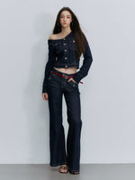 Contrast Stitch Flared Jeans