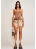 Vintage Storm Fade Dye Long Camisole Wild Horse Brown