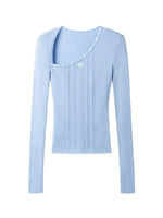 Polar Wool Blend Ribbed Knit V-neck