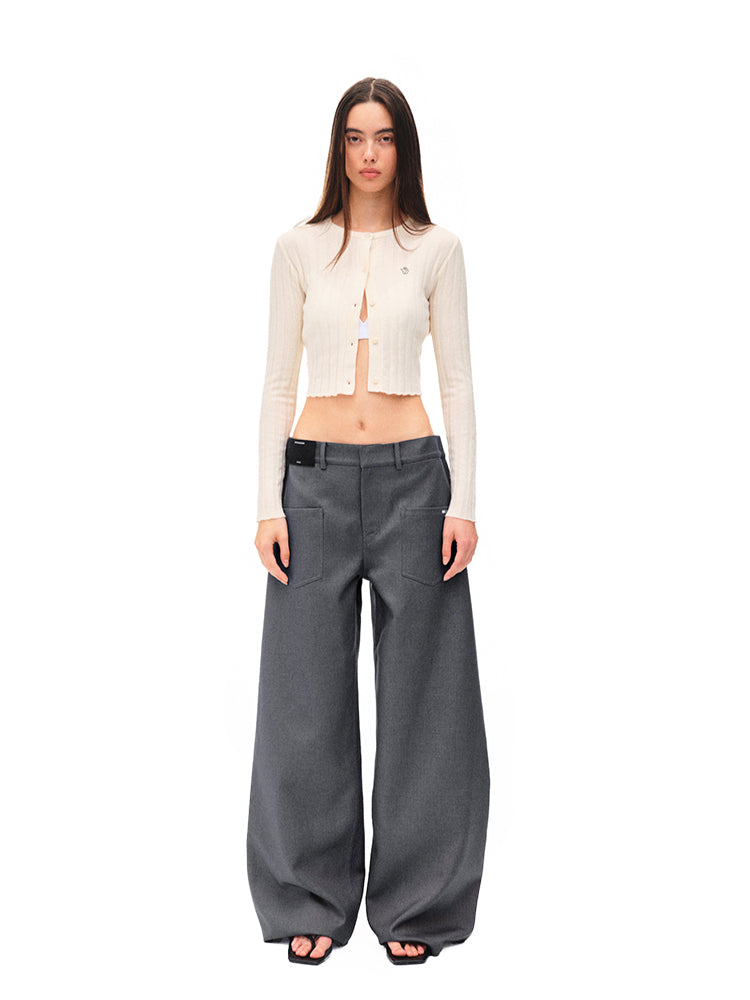 Fold-structured Loose Wide-leg Casual Pants