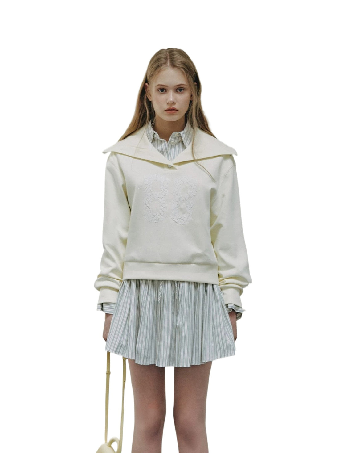 Vintage Lace Collar Embroidered Sweatshirt
