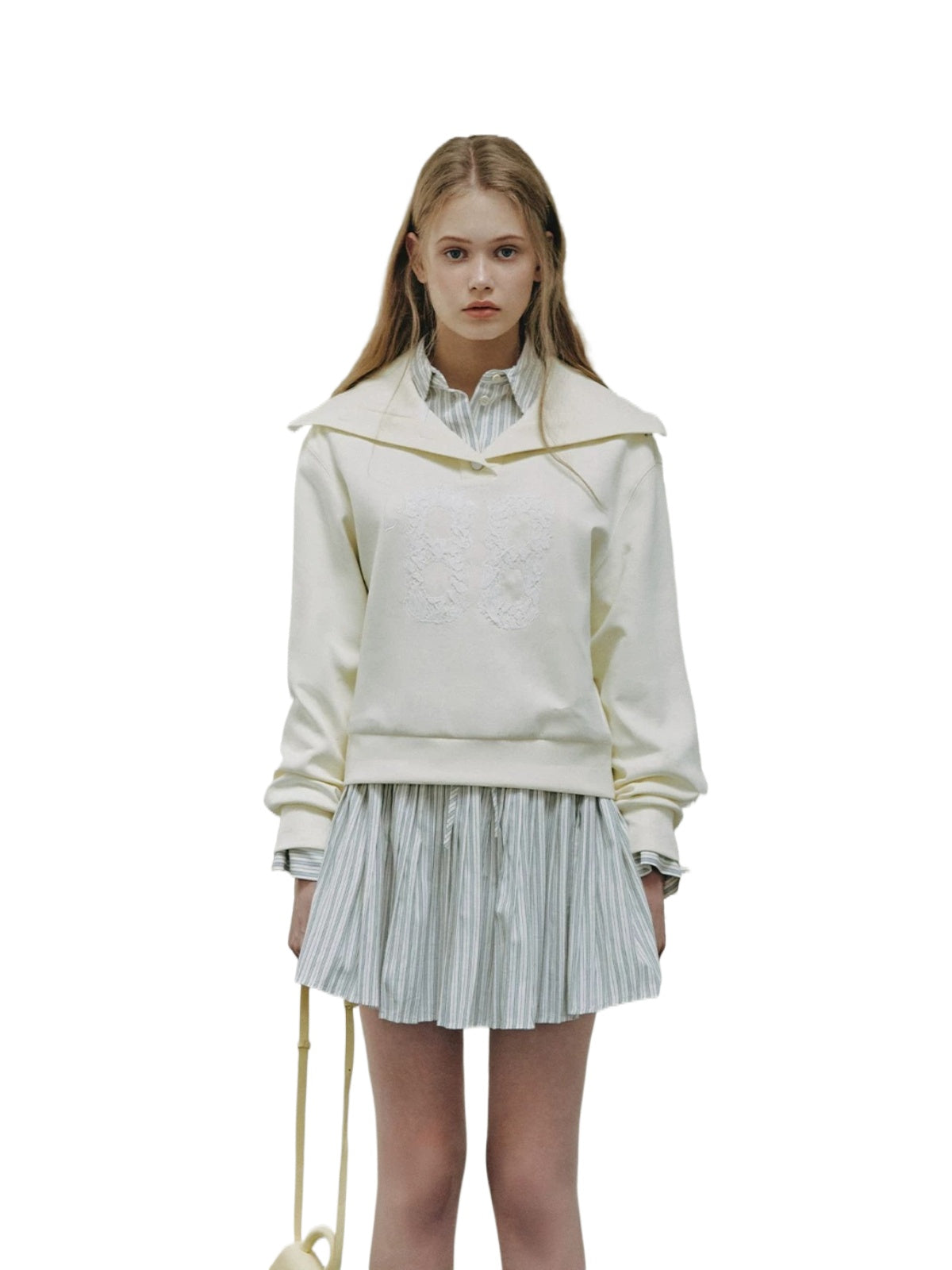 Vintage Lace Collar Embroidered Sweatshirt