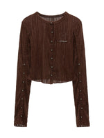 Striped Multi-Button Knit Cardigan