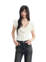 Draped Cowl Neck Blouse