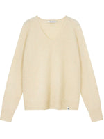 Seamless V Neck Silk Wool Sweater