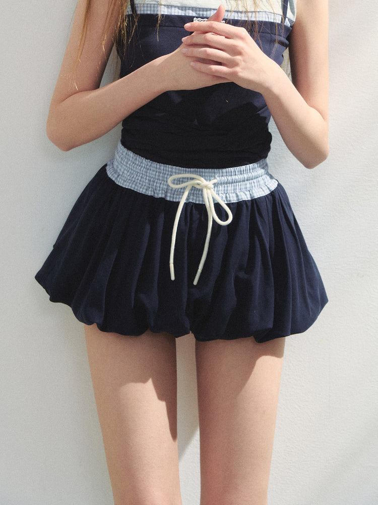 Color-Blocked Lyocell Bubble Skirt