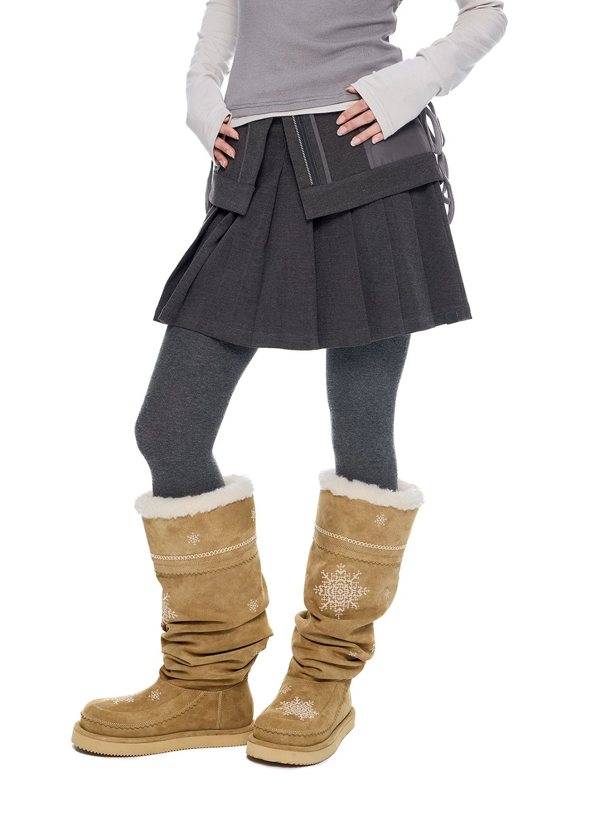 Vintage Pleated Wool Mini Skirt