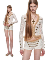 Napoleon Lace Cardigan & Shorts Set