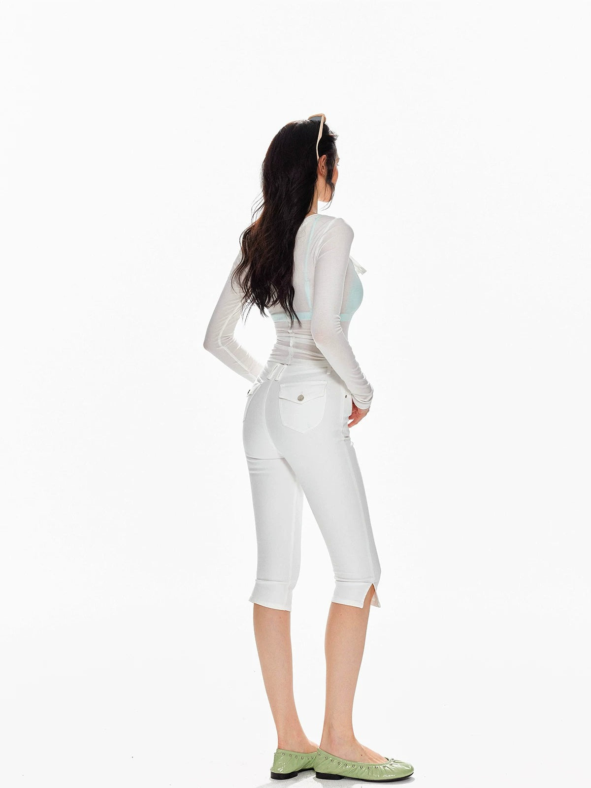 Low Waist Split Slim Fit Cropped Jeans
