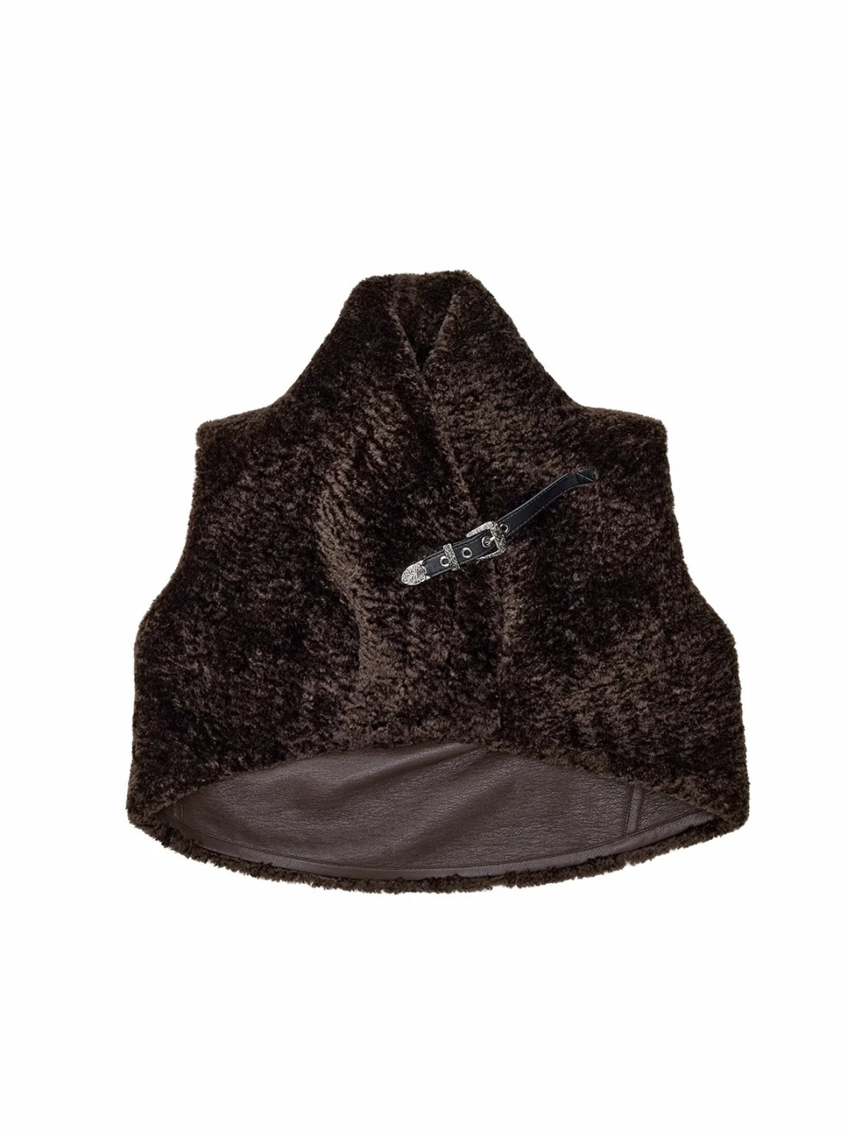 Leopard Print Faux Fur Belt Vest