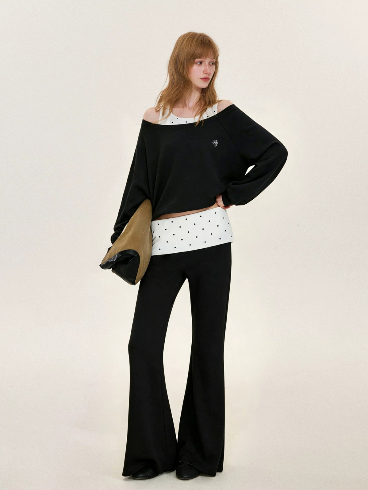 Polka Dot Layered Sweatshirt Set