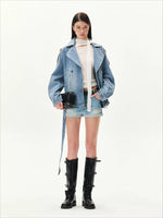 Washed Denim Suede Panel Jacket