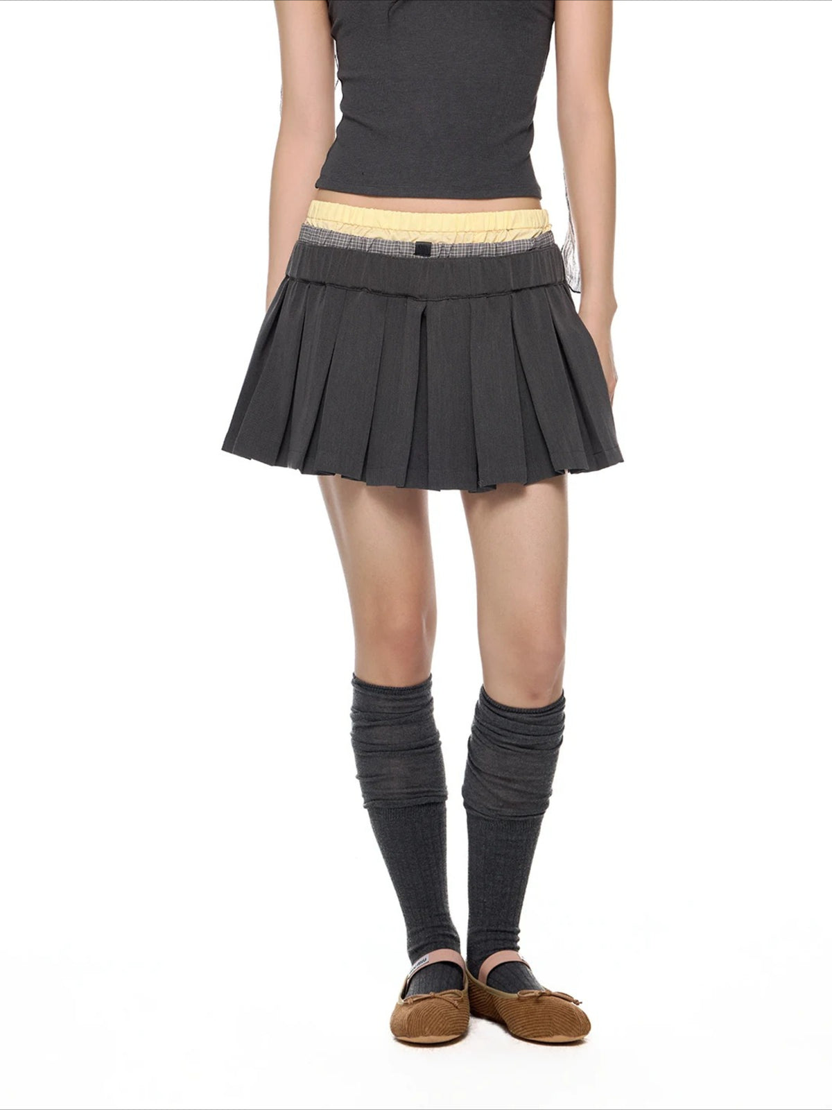 Plaid Pleated A-Line Skirt