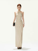 Twist Halter Slit Dress
