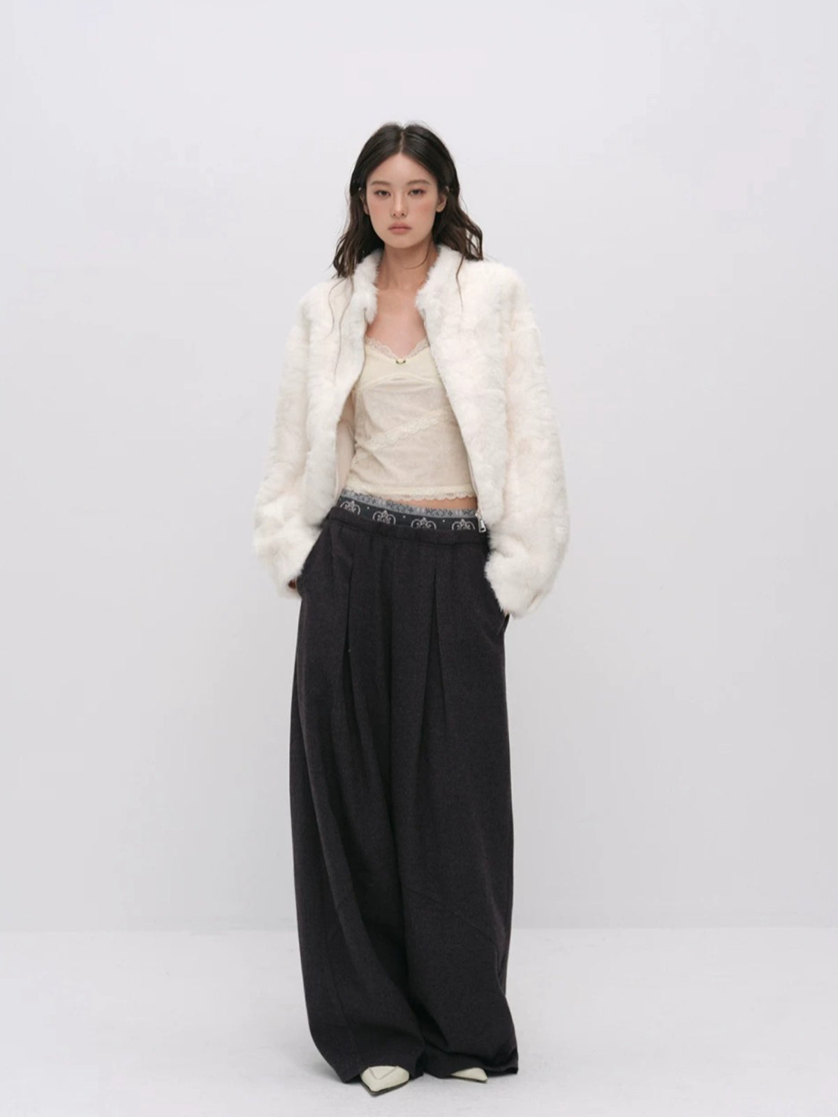 Faux Fur Stand Collar Coat