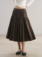 Accordion Pleat A-Line Midi Skirt
