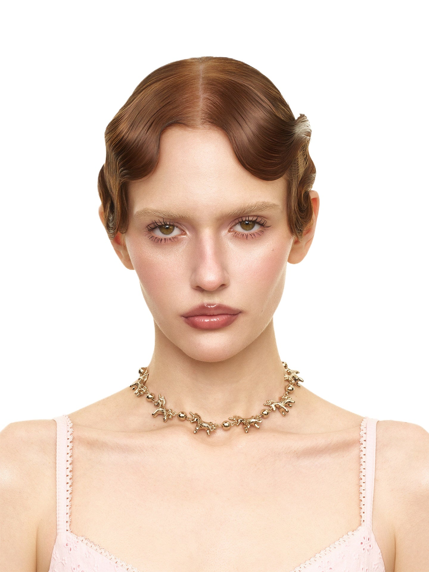 Embossed Pony Clavicle Necklace