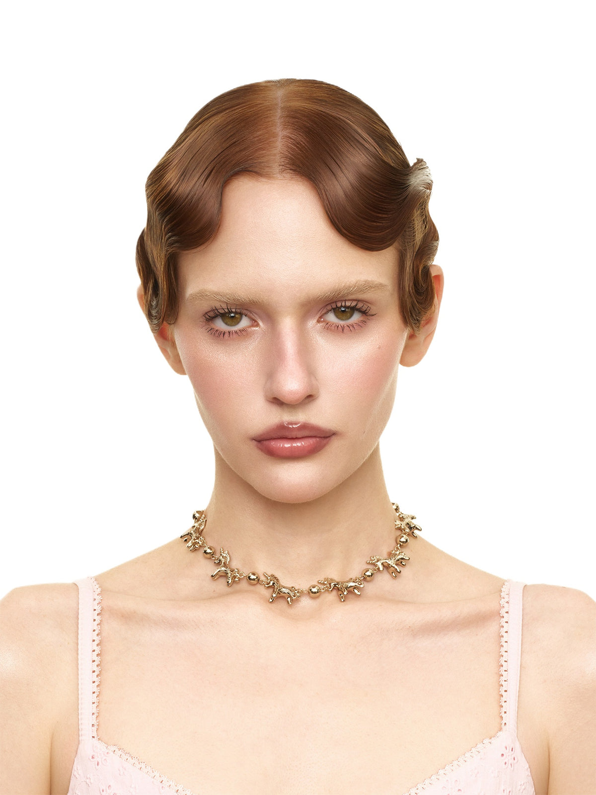 Embossed Pony Clavicle Necklace