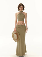 Twisted Halter Top & Skirt Set