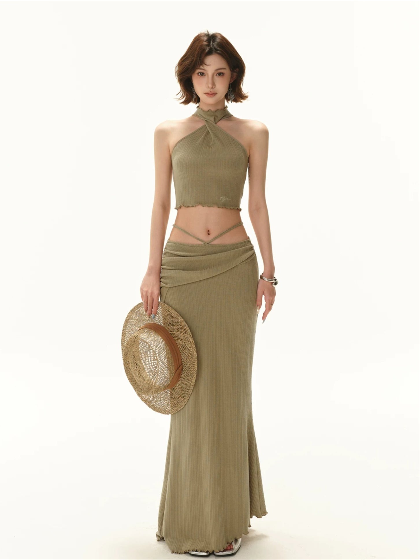 Twisted Halter Top &amp; Skirt Set