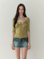 Embroidered Drawstring T-shirt