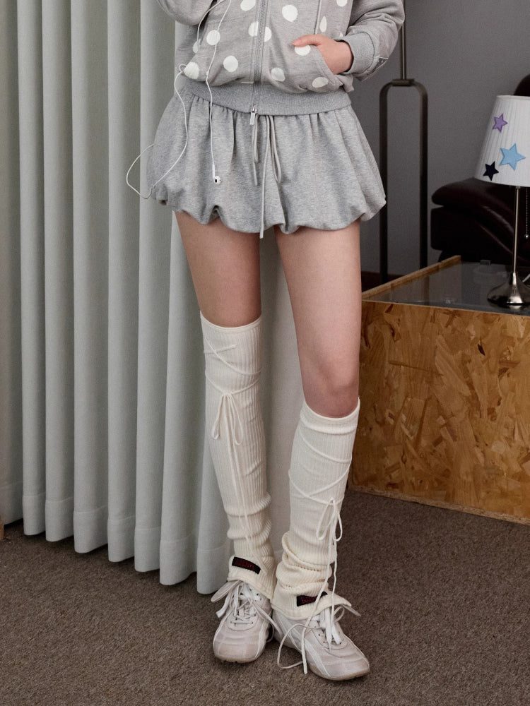 Solid Knit Cross-Tie Seamless Leg Socks