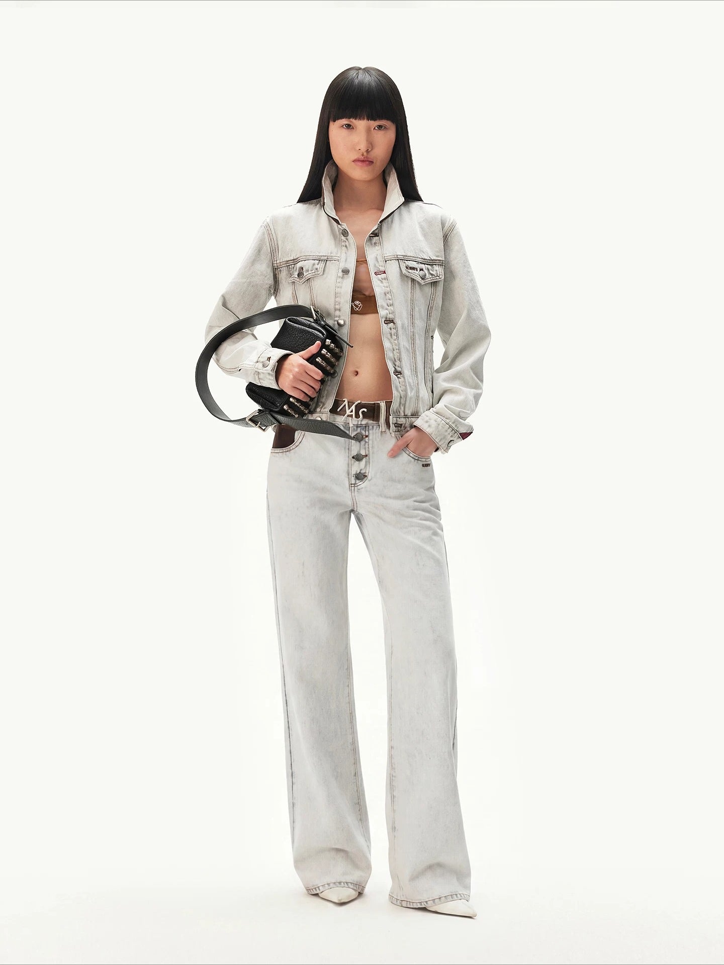 N4 Contrast Suede Straight-Leg Pants