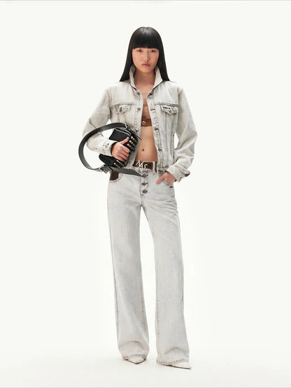 N4 Contrast Suede Straight-Leg Pants