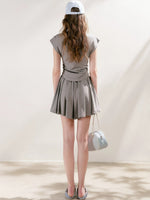 Lace-Trim Tie-Front T-Shirt & Skort Set