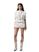 Medium-Sleeve Jacquard Shirt & Shorts Set