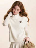 Cream & Gray Wool Knit Vest