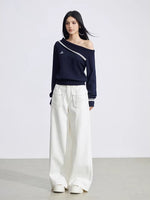 Beige Embroidered Pocket Jeans