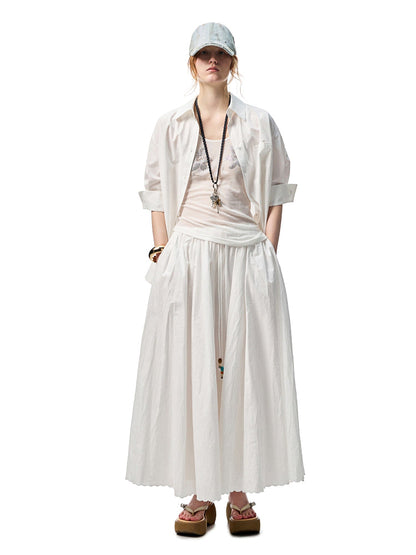 Striped Beaded A-line Skirt